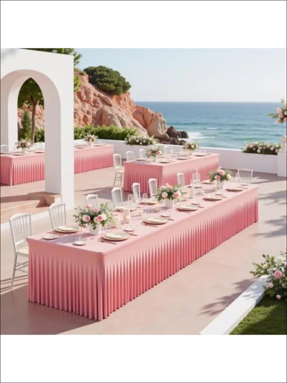Spandex Tablecloth 6 Ft Rectangle Stretch Fitted Cover Skirt